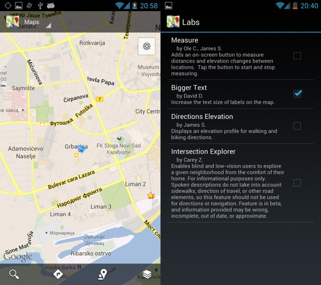 Google Maps Labs - Bigger Text Google Maps Labs - Bigger Text