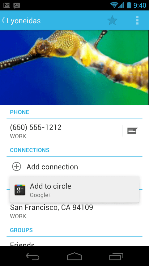 Android ICS contact connect Android ICS contact connect