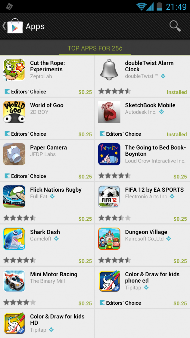 akcija Google Play Store
