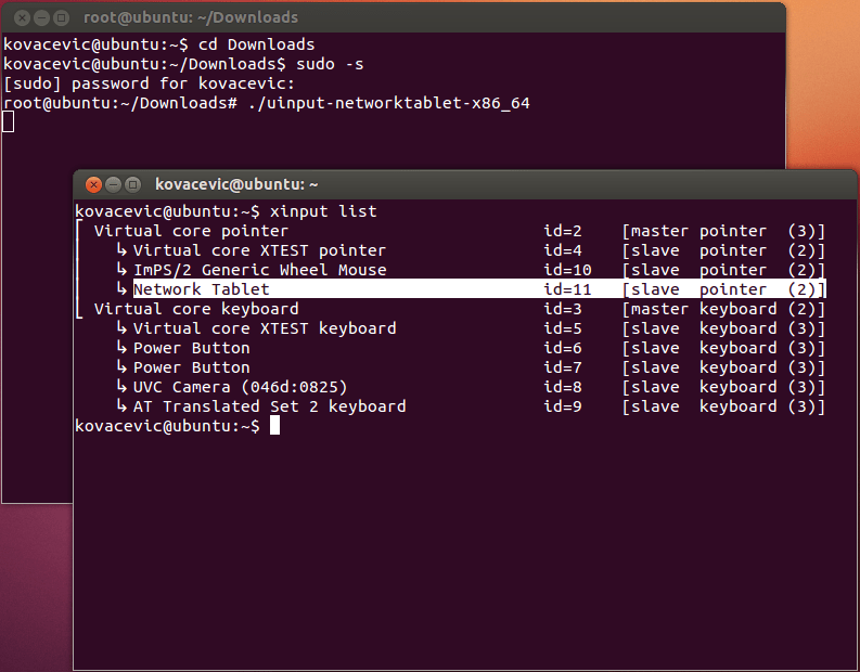 xinput list