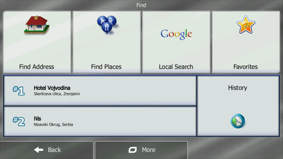 Find Menu iGO GPS Navigacija