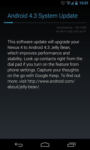 Kako instalirati 4.3 Android na Nexus 4?
