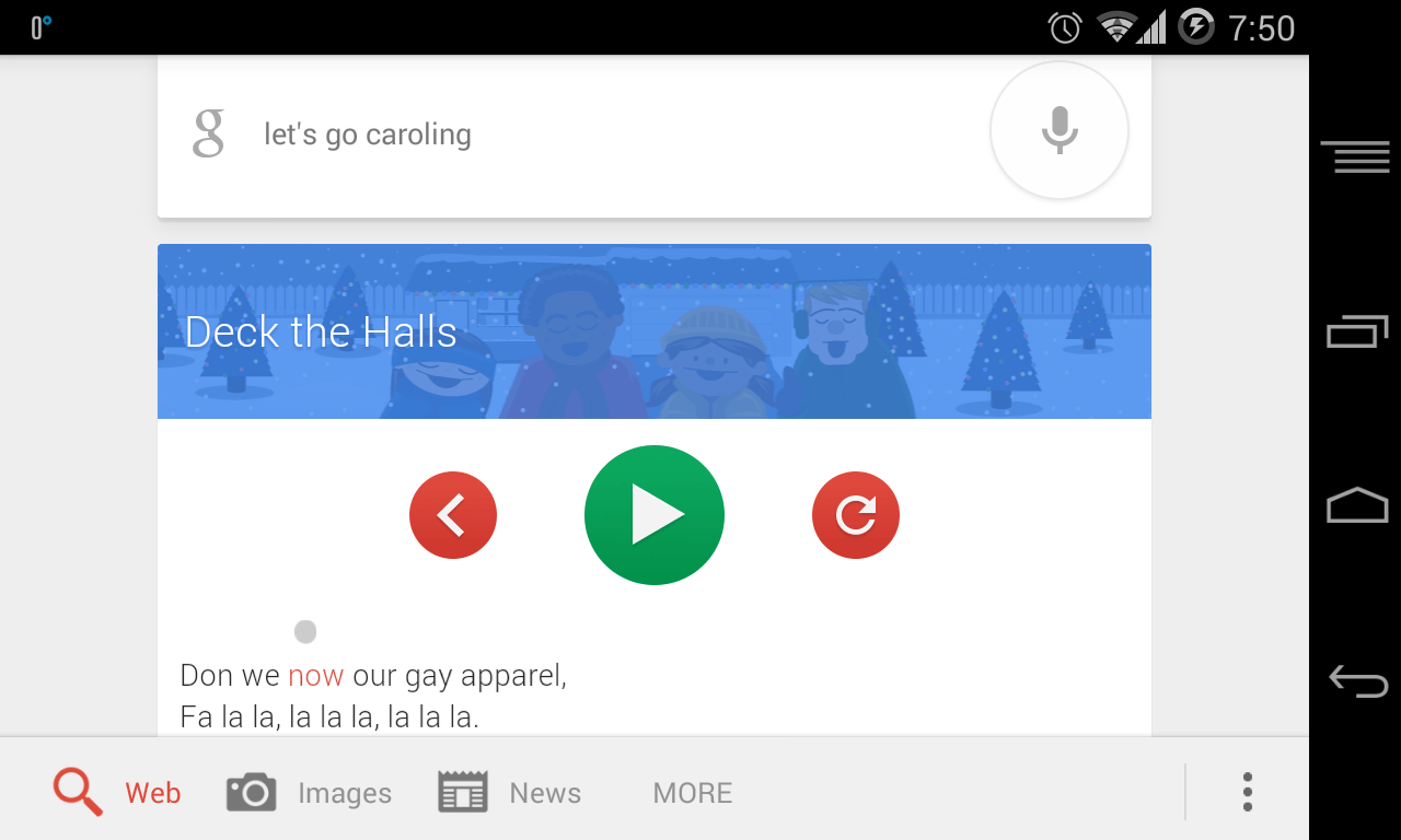 Božićne karaoke u Google Now uskršnjem jajetu