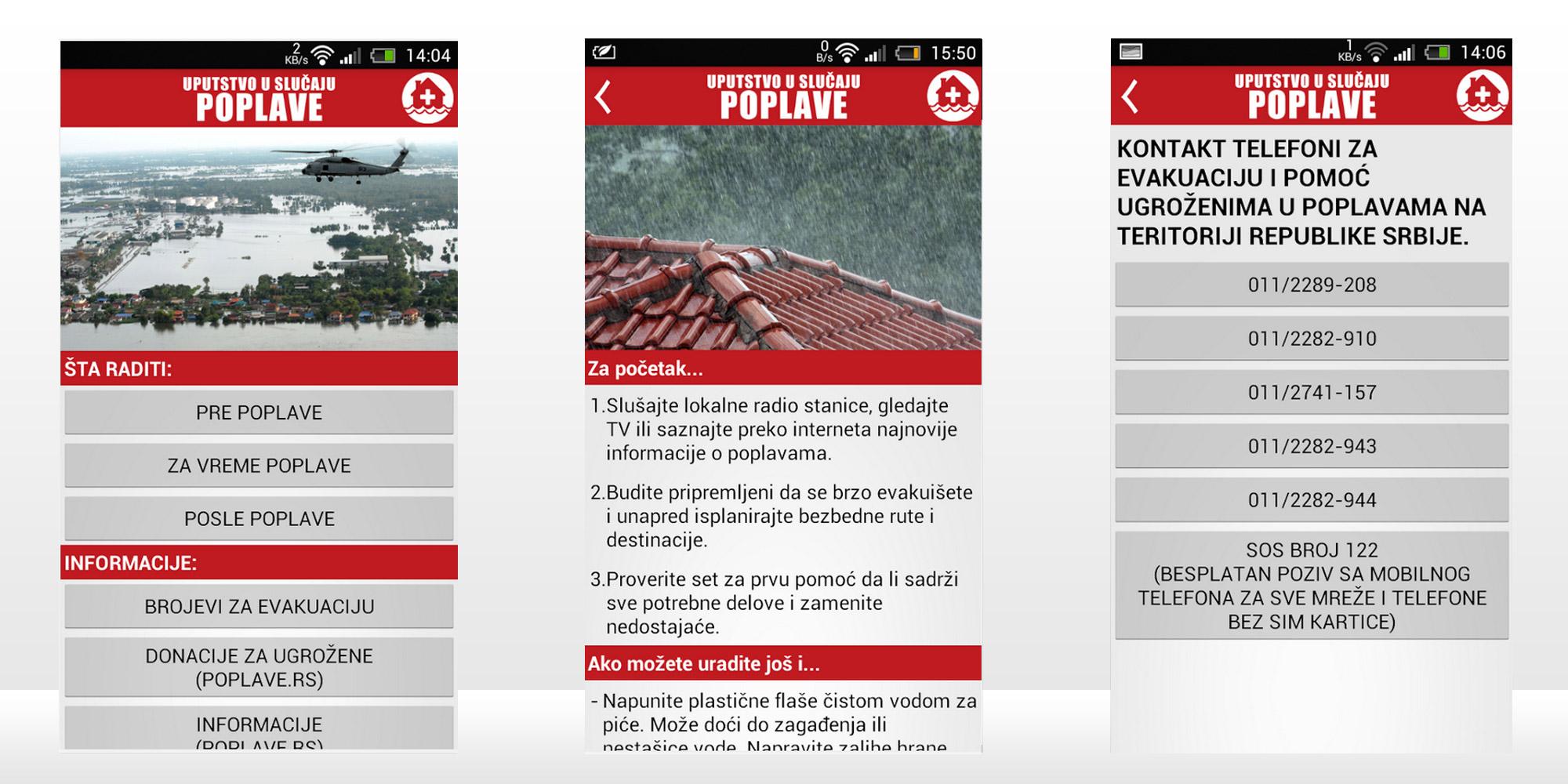 Poplave - Android aplikacija za informisanje o poplavama (Srbija)