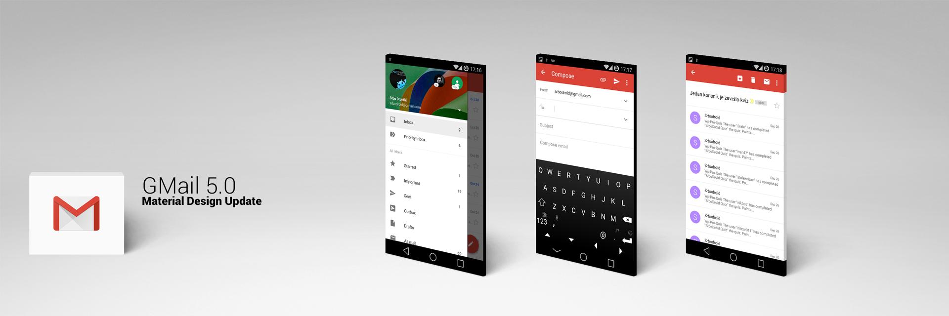 Procureli Gmail 5.0 donosi Material Design izgled i podršku za Microsoft Exchange